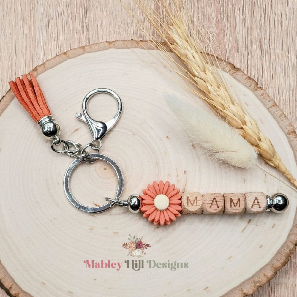 Mama Boho Daisy Keychain - Mama Bag Charm - New Mama Gift - Baby Shower Gift NEW